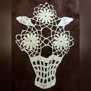 Vintage white hand crochet floral doily